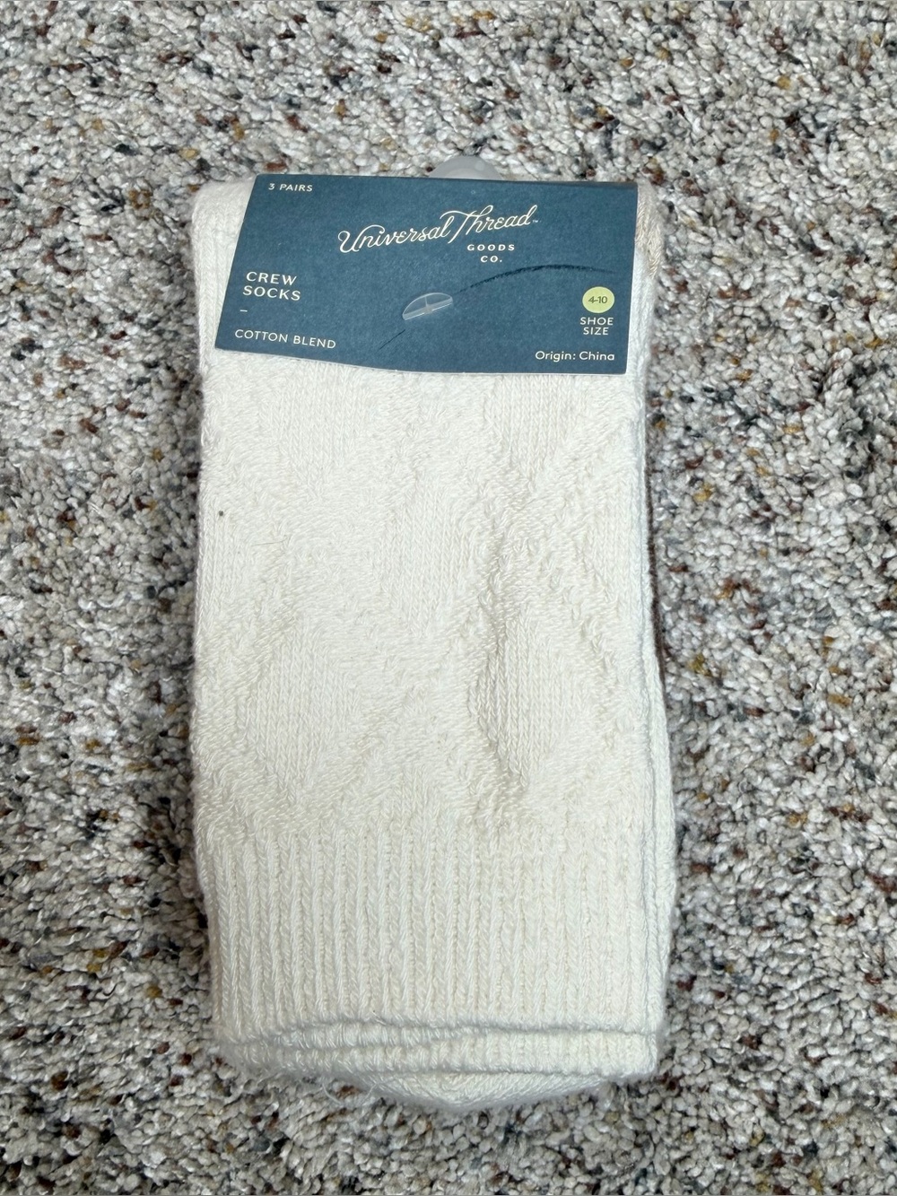 Universal Thread 3 Pack Cotton Blend Crew Socks White Brown Tan Neutral 4-10 NWT